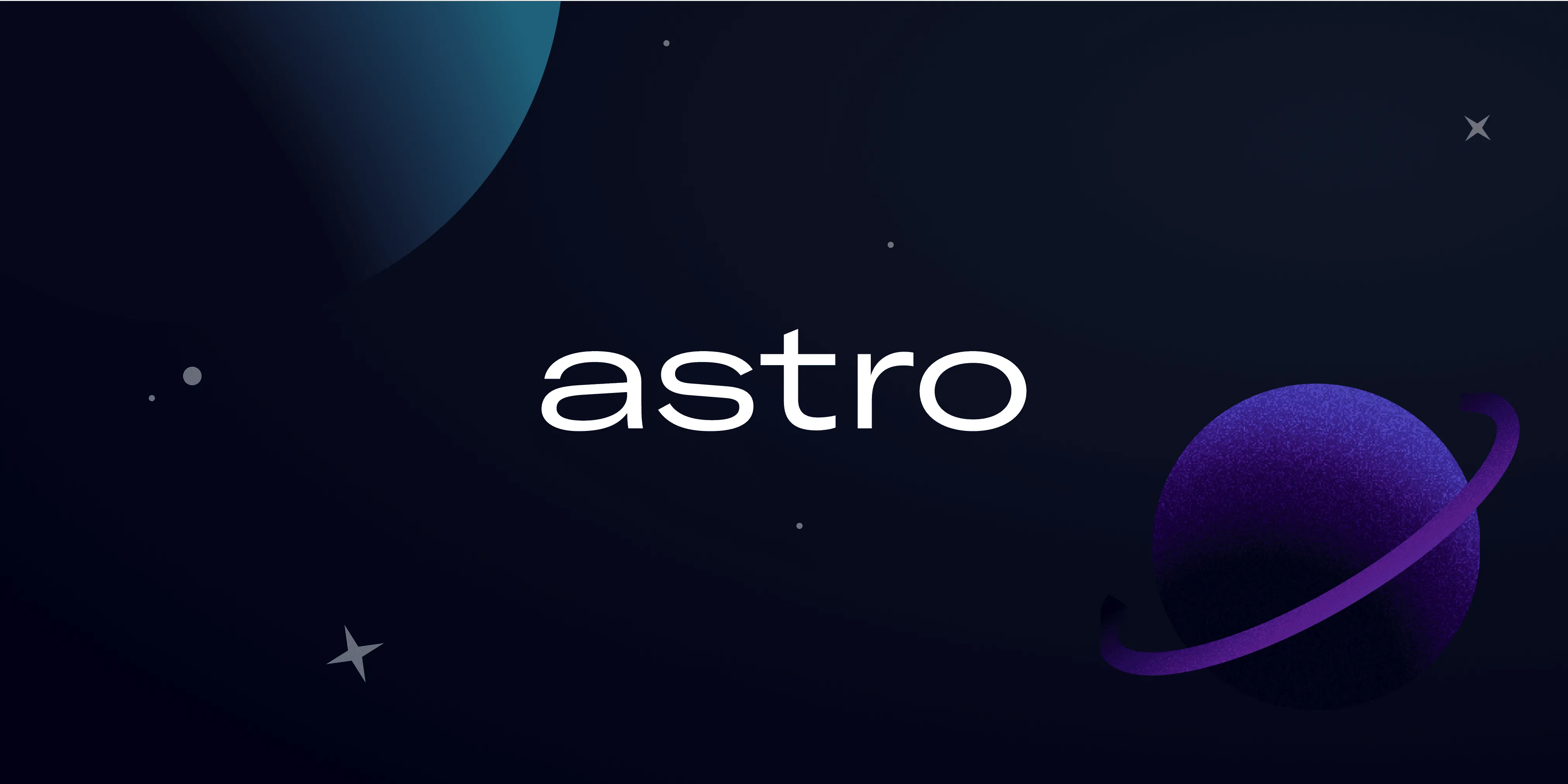 The Astro logo against a dark background with planets.